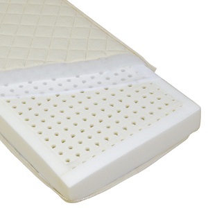 Colchón de látex para bebé con base firme y transpirable.