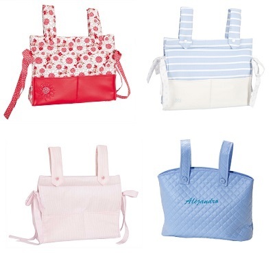 Colección de bolsos o talegas para colgar en la silla de pasear