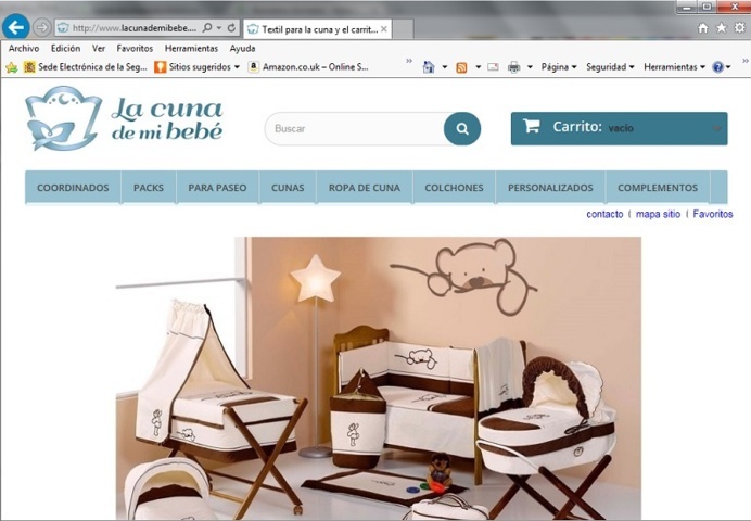 Página de inicio de la tienda de ropa de cuna para bebes y complementos textiles