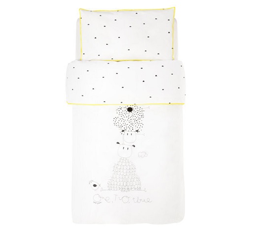 funda nordica para cuna en color blanco y amarillo coleccion good night