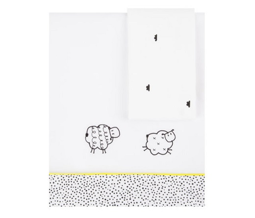 Sabanas colección Good Night diseño de ovejitas color blanco y amarillo