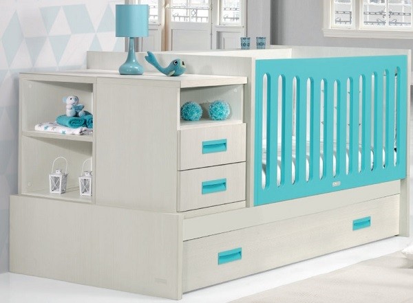 cuna que despues se convierte en cama escritorio y mesa