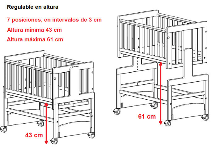 Minicuna Allegra regulable en altura