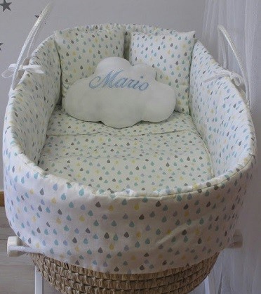 cesto mimbre bebe personalizado nombre bordado