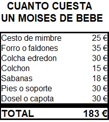 cuanto cuesta un moises de bebe con todo incluido