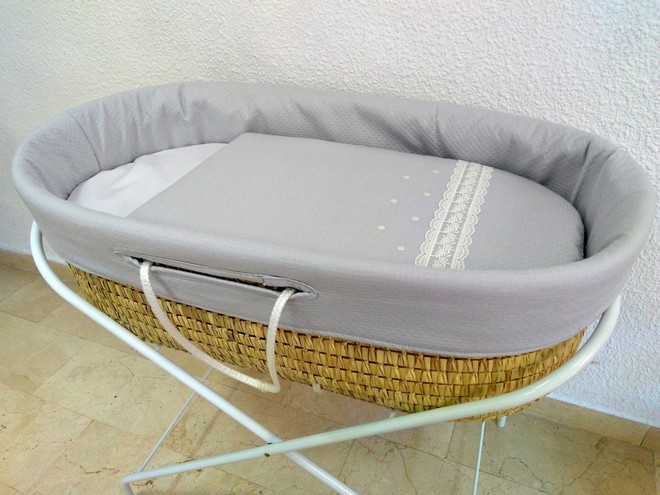 ropa de capazo moises bebe pique gris