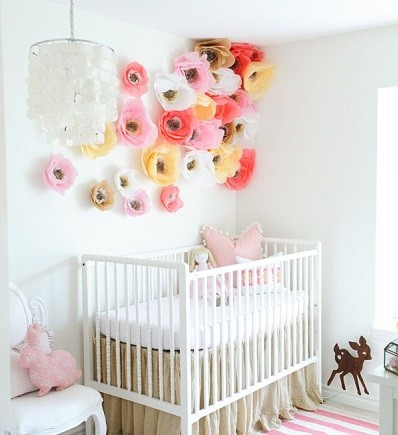 pompones flores para decorar habitacion bebe